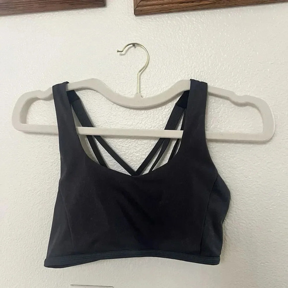 SP Athletics Strappy Gray Minimal‎ Light Compression Sport Bra Size Medium Cross - Picture 7 of 7